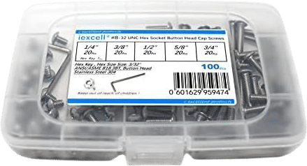 iexcell #8-32 Stainless Steel Hex Socket Button Head Cap Screws Assortment Kit