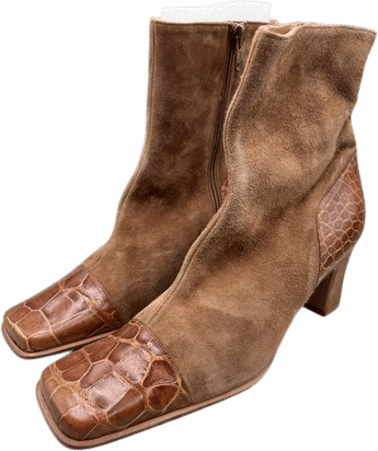 NEW Forli Womans Genuine Leather Alligator Heel Shoe Brown Tan SZ 37 or 6.5US