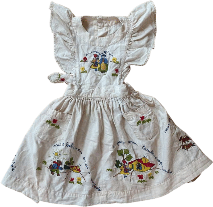 Vintage Little Red Riding Hood Embroidered Pinafore Dress Portuguese Folk Art - Etsy