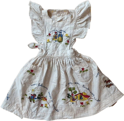 Vintage Little Red Riding Hood Embroidered Pinafore Dress