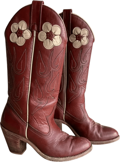 Vintage Acme Red Daisy Cowboy Boots