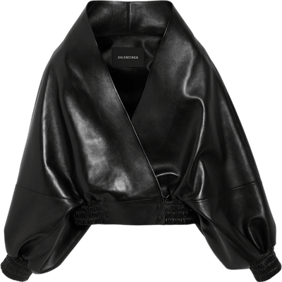 Wrap Jacket in Black Leather