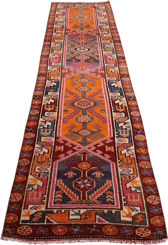 Herki Rug, Turkish Runner Rug (3x12 ft)