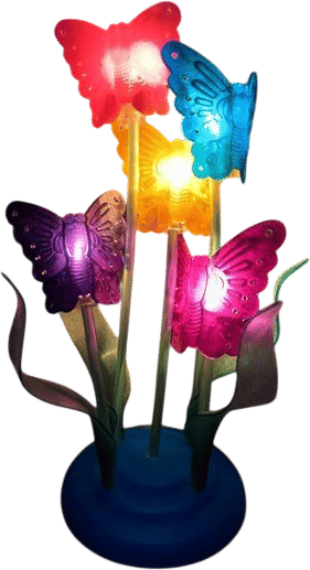 Vintage Desk Lamp 5 Hibiscus Flowers Butterflies plastic,flowers 220V