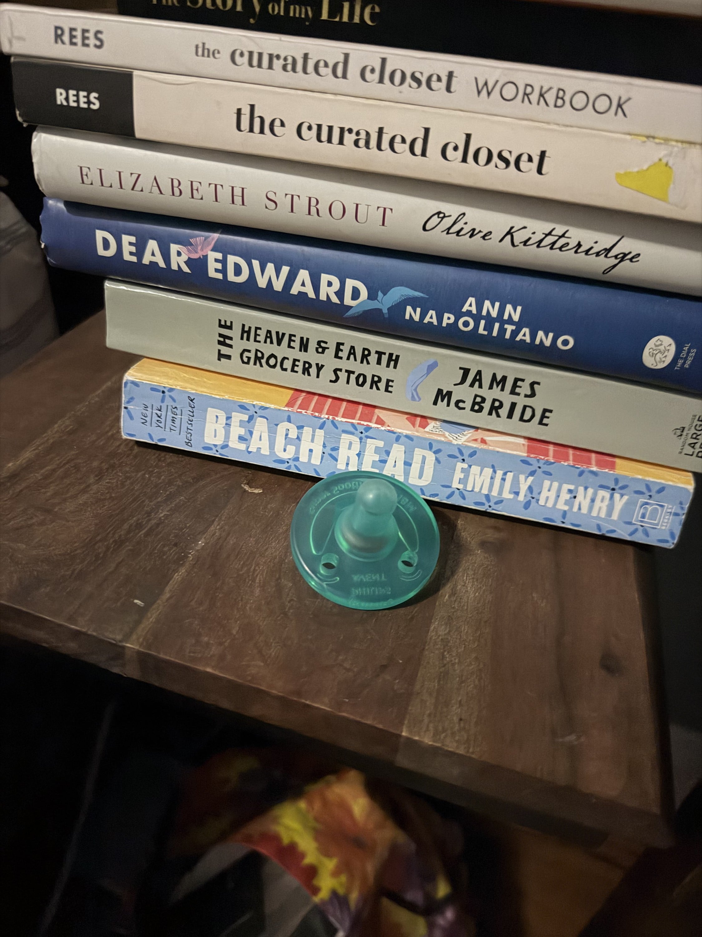 A bedside emergency binky (pacifier)