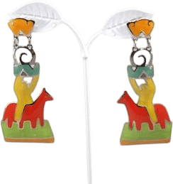 Vintage Edgar Berebi Enamel Long Earrings
