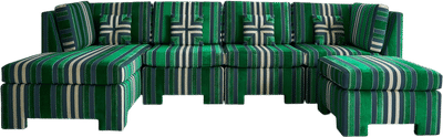 Custom Mid-Century Green Stripe Sectional (1970s)