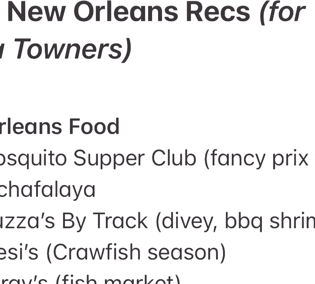 My New Orleans recs