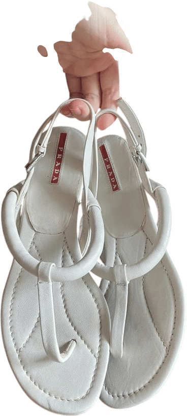 Vintage White Leather Prada Sandals 6.5 - Etsy