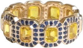 18K Gold Ring with Yellow Sapphire and Blue Sapphire Accents