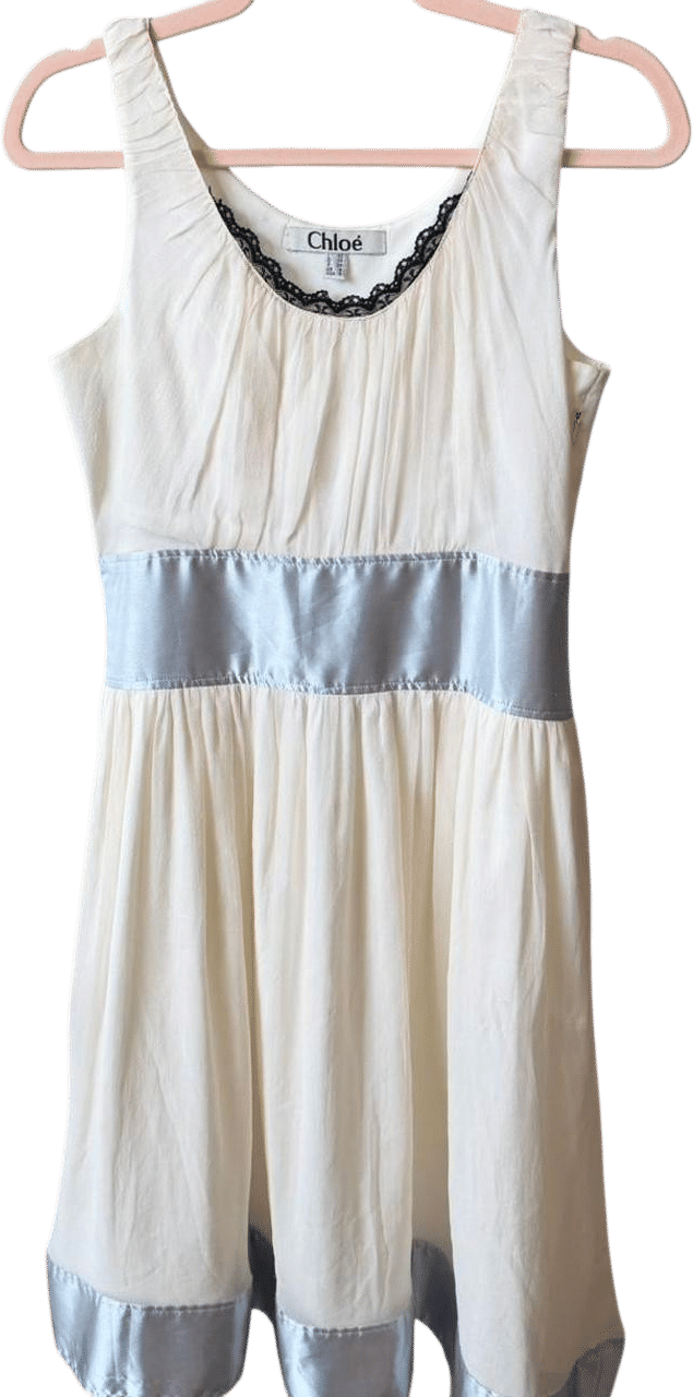 Chloé Cream and White Lace Trim Dress