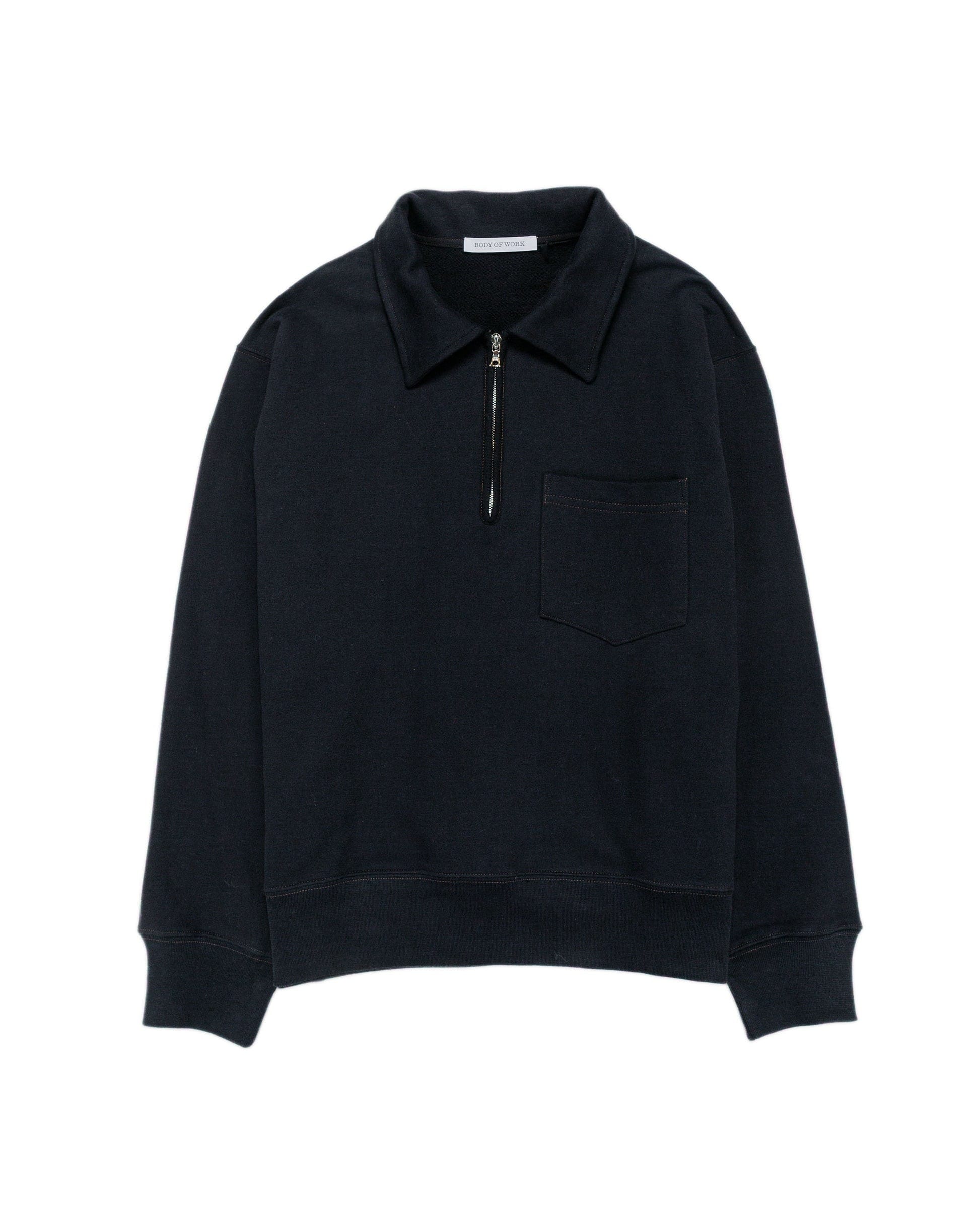Myrtle Quarter-Zip Sweatshirt Black/Loam Brown Stitch