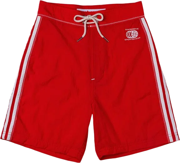 Red & White Long Shorts