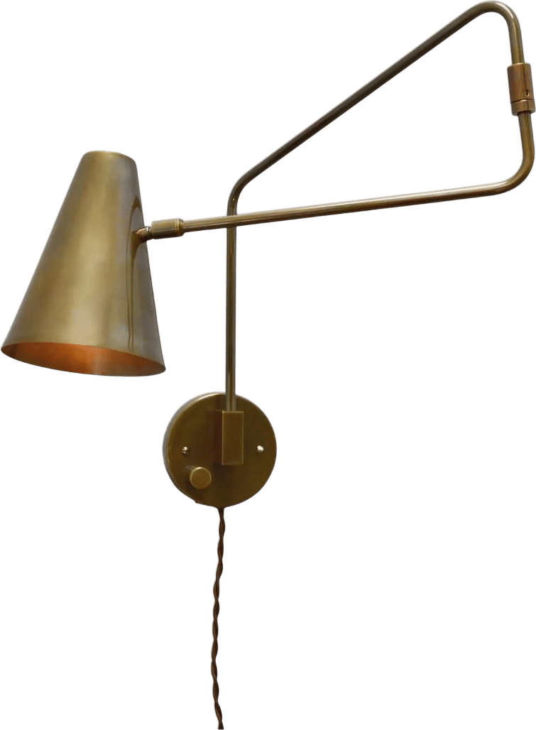 1950 Vintage Brass Swing Arm Wall Sconce