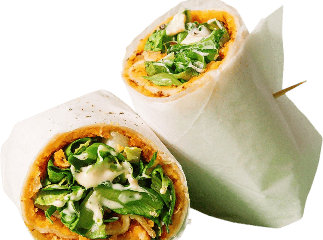 Smashed chickpea Caesar wraps