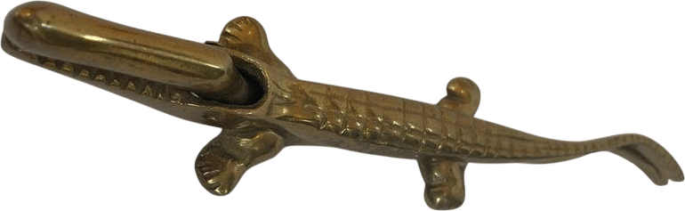 Vintage Brass Alligator Nutcracker