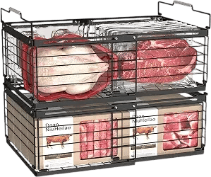 NADAMOO Expandable Chest Freezer Organizer, Stackable Wire Baskets | Adjustable 11-17.3 Inches, Heavy Duty 35 lbs Capacity, Foldable Handles, 360° Airflow, Fits 5-20 Cu Ft Models, 2 Pack https://a.co/d/0cdUELDm