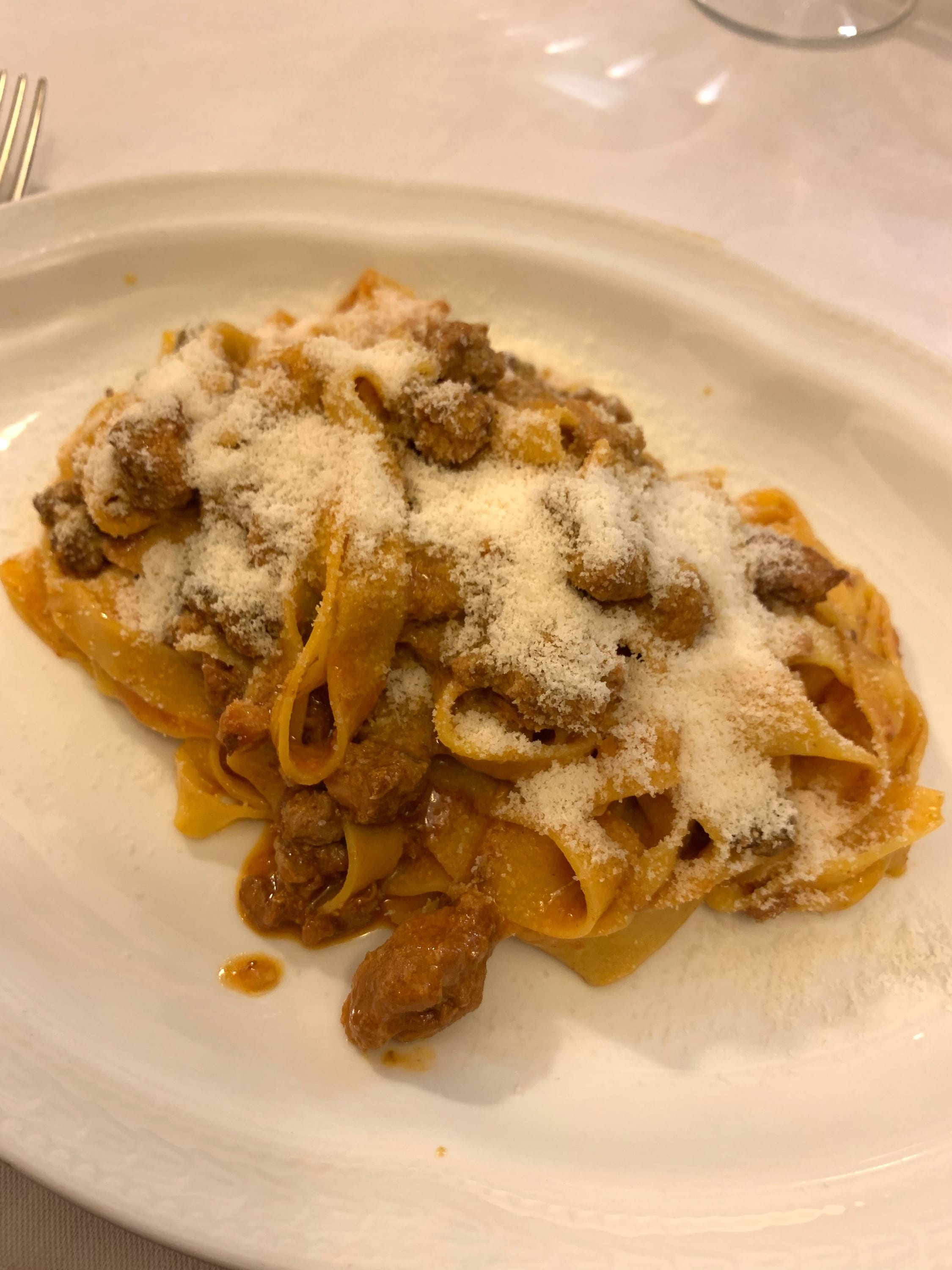 Delicious bolognese in a trattoria basement