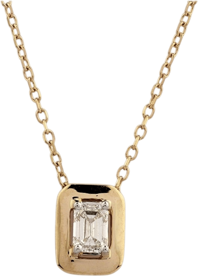 14K Yellow Gold Emerald-Cut Diamond Pendant Necklace