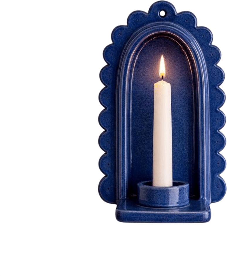 Scalloped Ceramic Wall Sconce Candle Holder