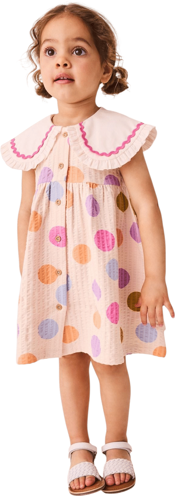 Rainbow Spot Collared Summer Dress