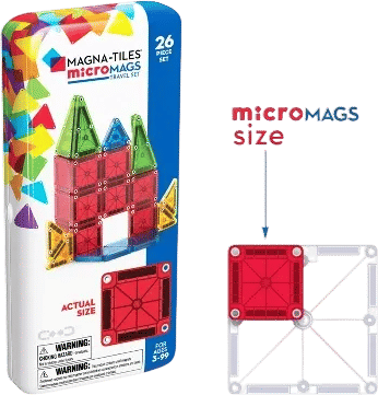 MAGNA-TILES microMAGS Travel Set: Educational Magnetic Building Toys for Math and Creative Thinking, 26 Pieces