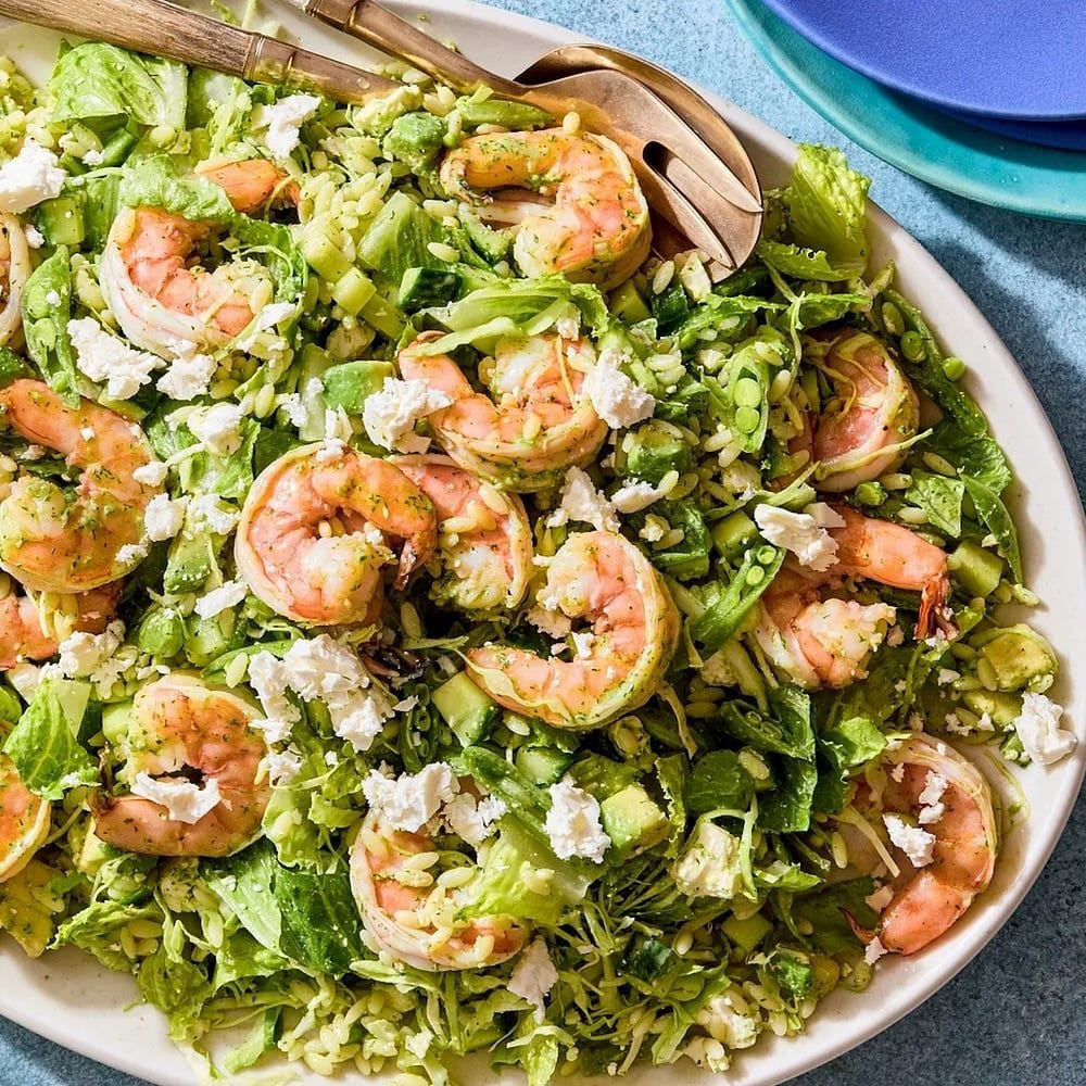 Springy Green Goddess Shrimp + Orzo Chop