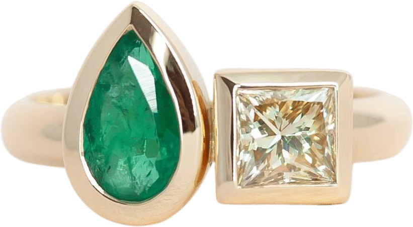 Custom yellow diamond and heirloom emerald engagement ring