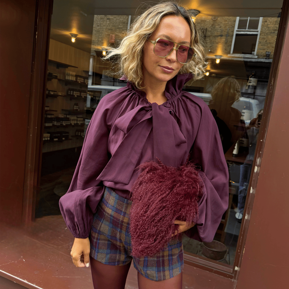 Never Fully Dressed Burgundy Ruffle Shirt