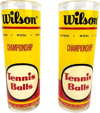 Vintage Wilson Championship Tennis Balls Highball Glasses x2 (1970s)