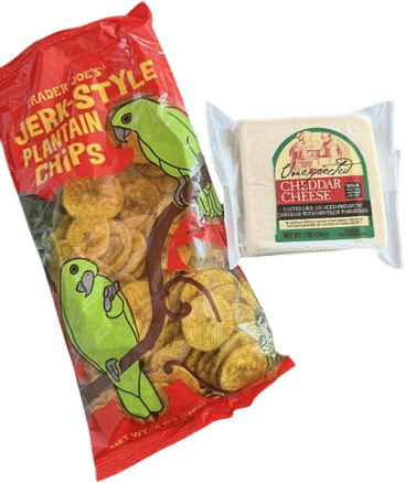 jerk style plantain chips + unexpected cheddar