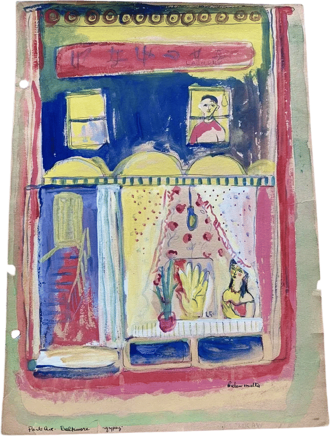 Helen Malta "Gypsy" Watercolor Painting (1939)