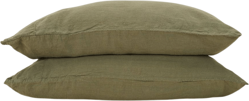 Linen Pillowcases, Set of 2 - Olive