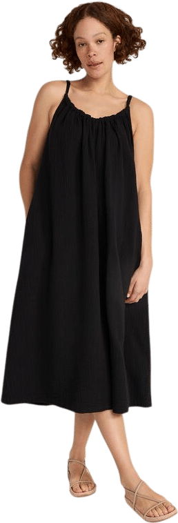 Textured Cotton Gauze Flowy Midi Dress