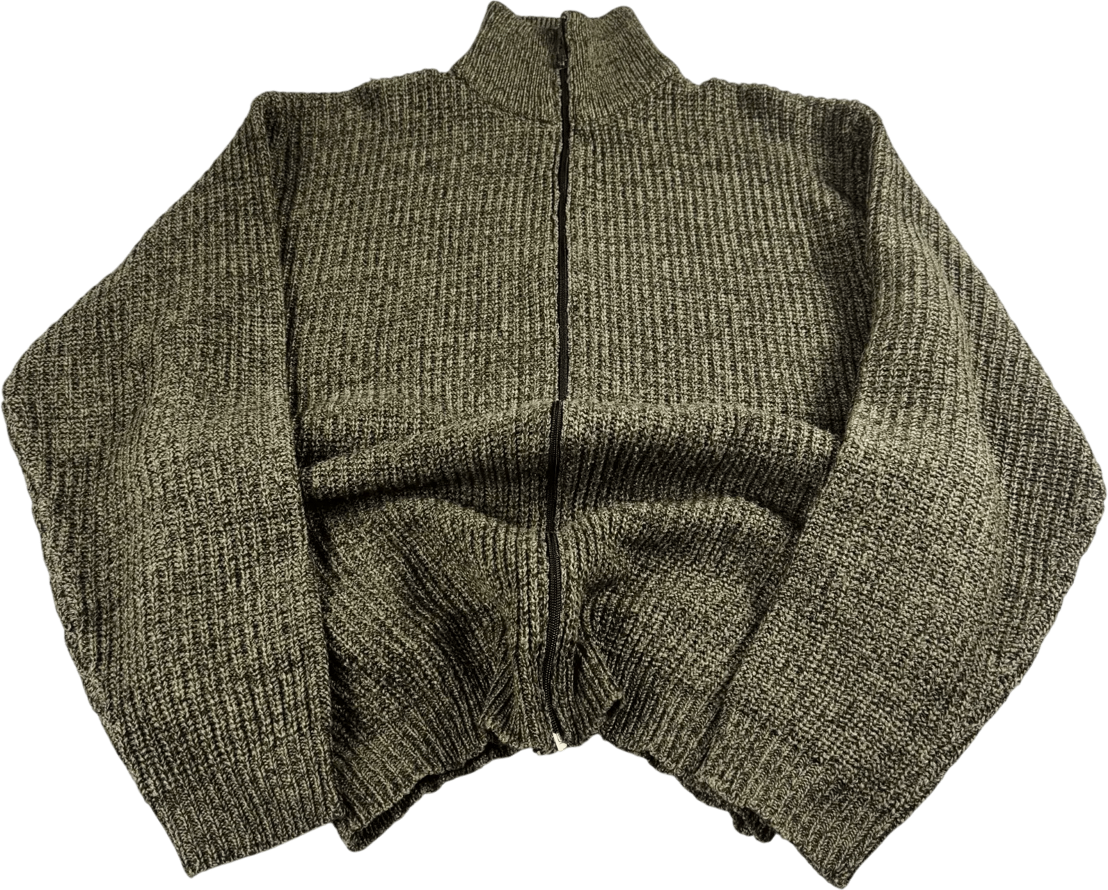 Vintage Wool Blend Chunky Knit Full Zip Sweater