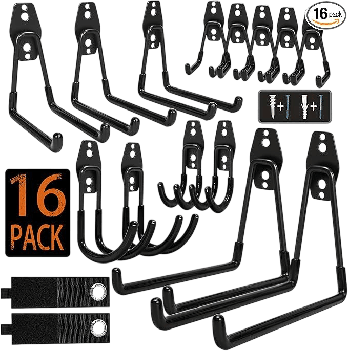 Garage Wall Hooks (16-Pack)