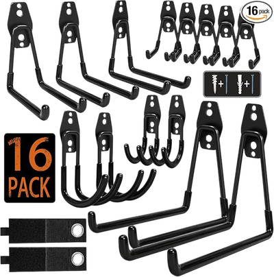Garage Wall Hooks (16-Pack)