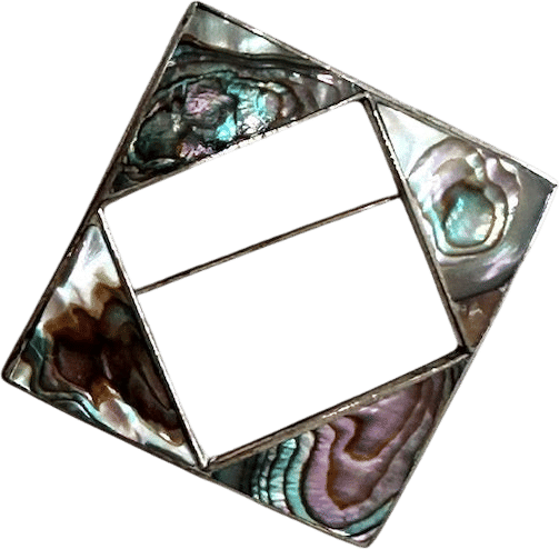 Vintage Sterling Silver Abalone Brooch