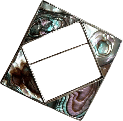 Vintage Sterling Silver Abalone Brooch