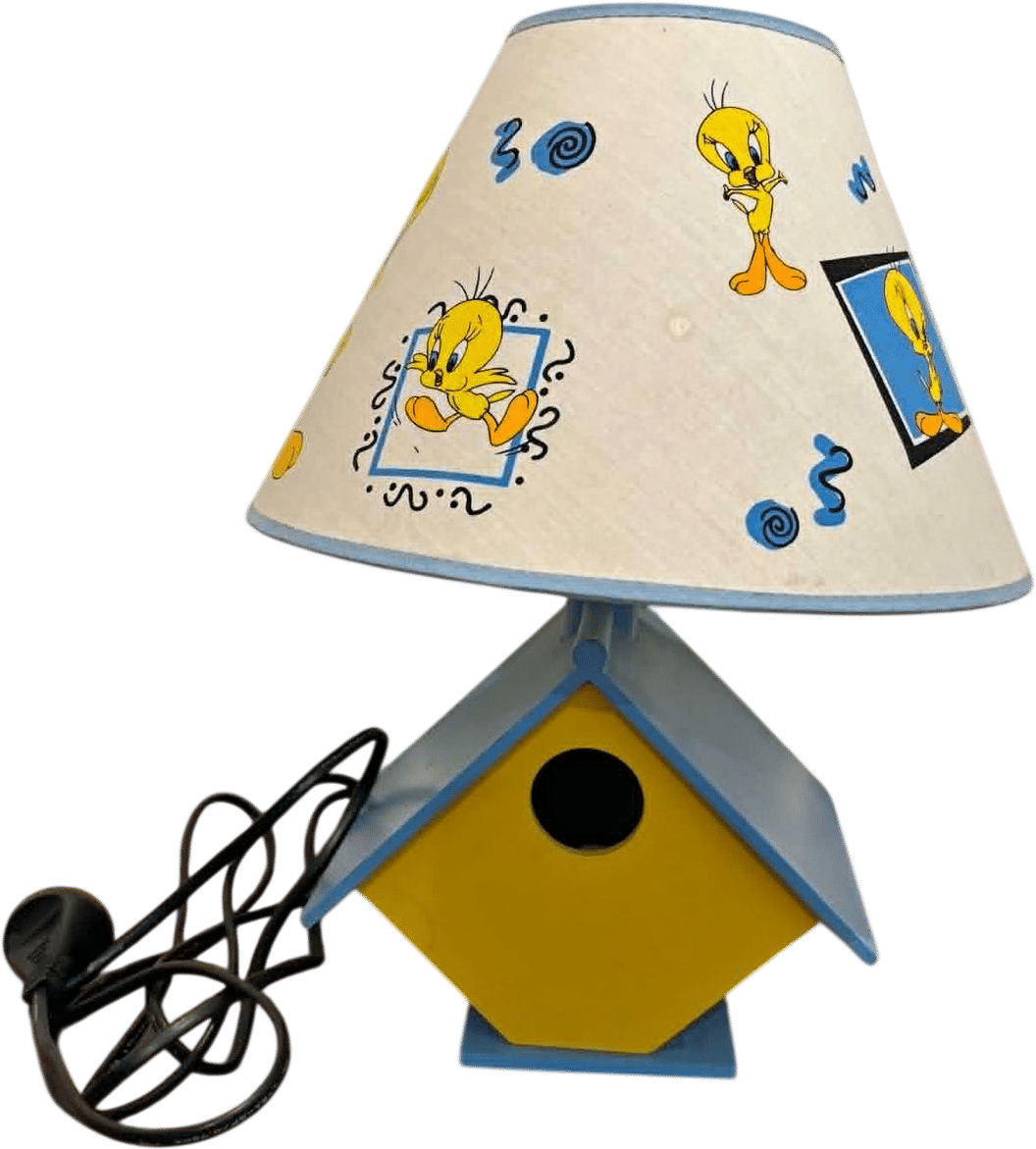 1998 Tweety Bird Wood Birdhouse Table Lamp Looney Tunes