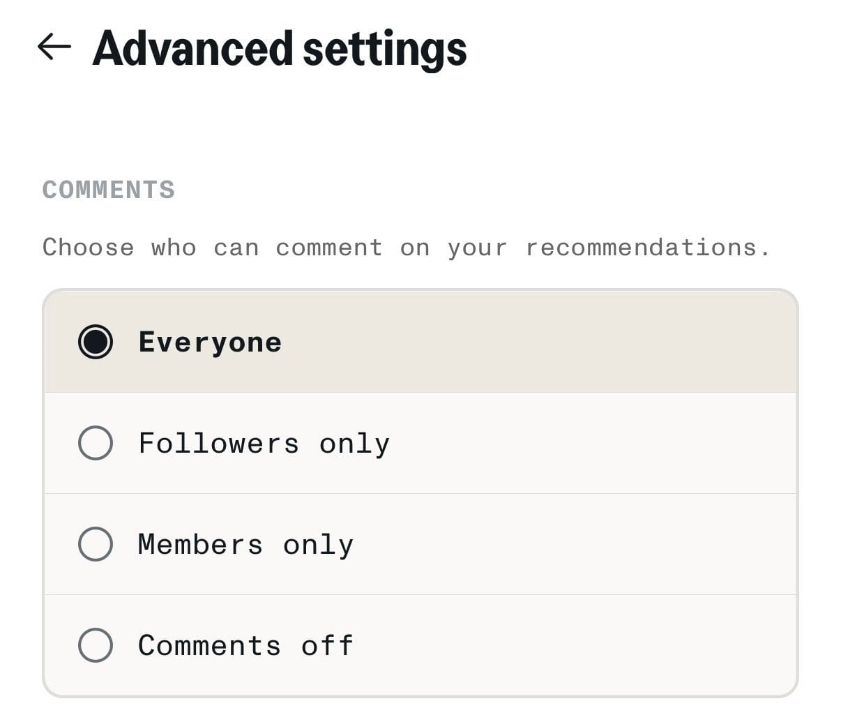 Checking your commenting settings on Rec League