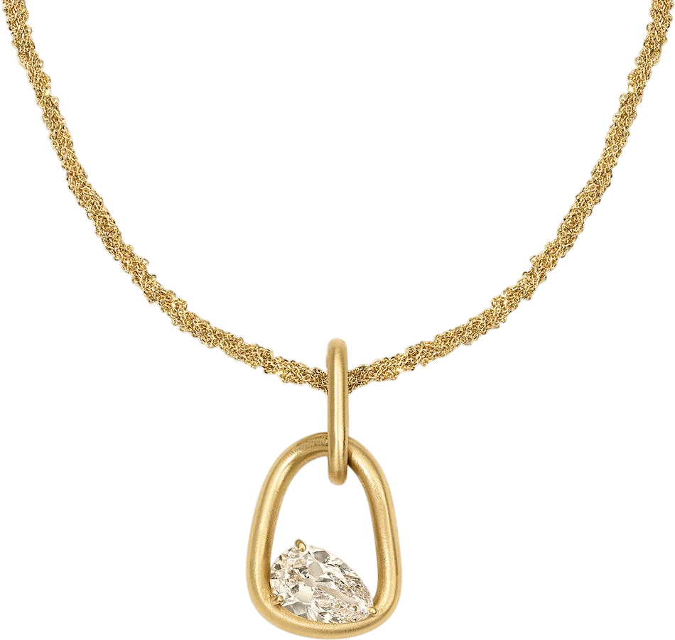 Jade Ruzzo Form Pendant 3.42ct Antique Pear Diamond