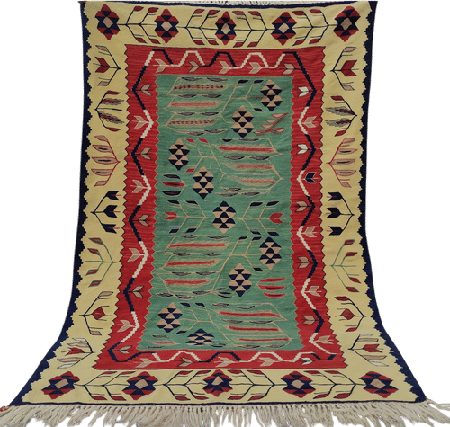 Vintage Turkish Kilim Rug: 4x6 Floral Wool Entryway Rug, 3,71'x5,61'