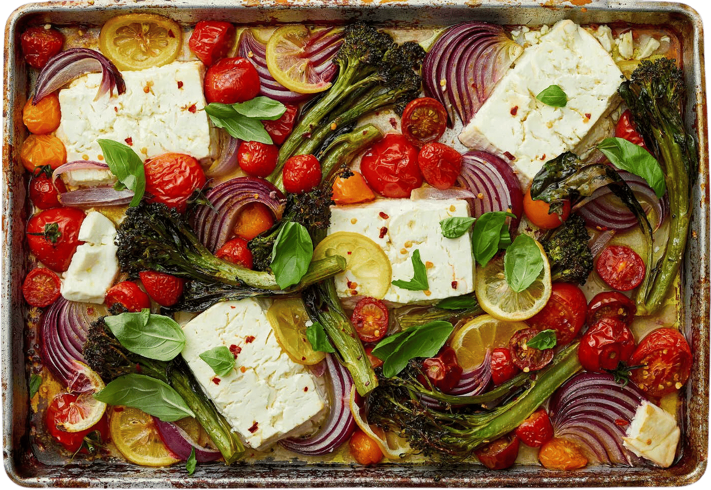 orzo veggie sheet pan