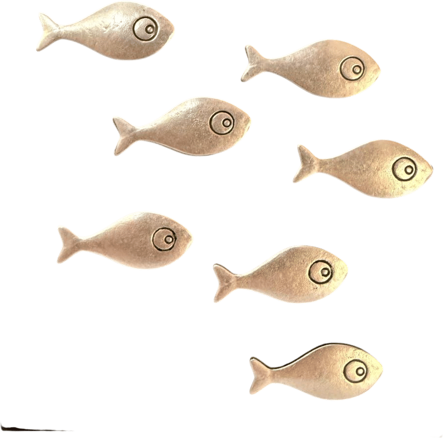 School of Fish Silver Metal Refrigerator Magnets