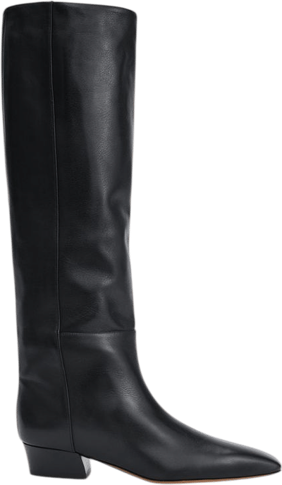 Erve Black Leather Knee High Boots