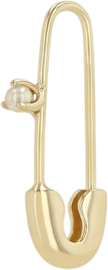 14k Gold Pearl Safety Pin Threader Earring