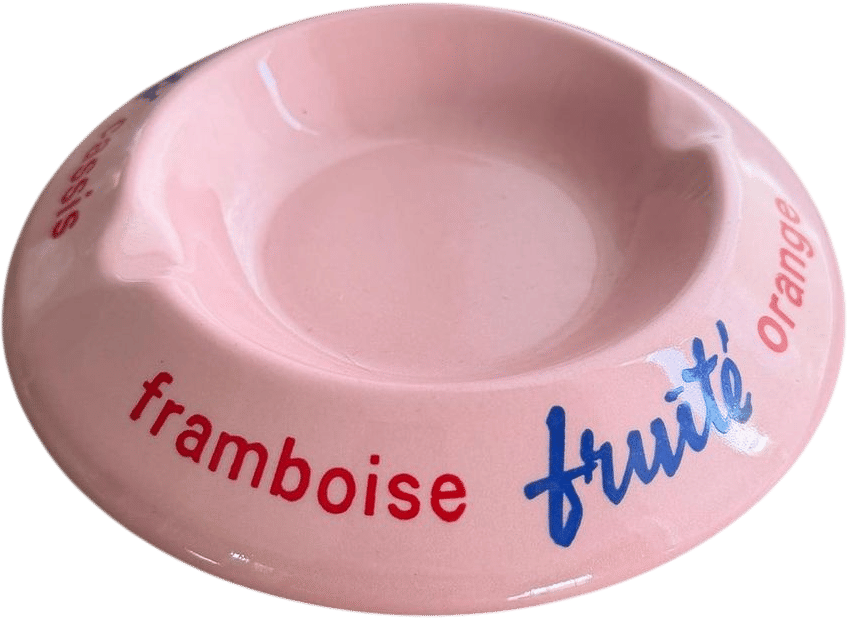 Vintage French “Fruity” Bistro Pink Ceramic Ashtray – Raspberry Orange Blackcurrant – Moulin des Loups – Catch-All Dish