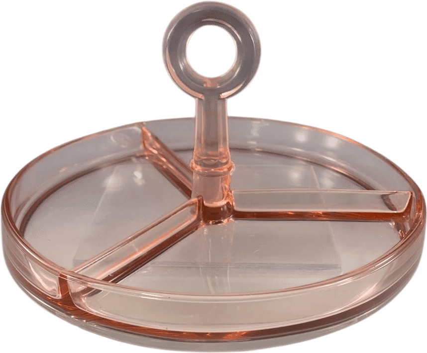Flamingo Pink 3 Part Center Handled Tray