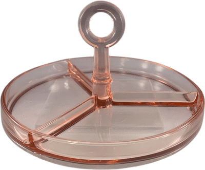 Flamingo Pink 3 Part Center Handled Tray